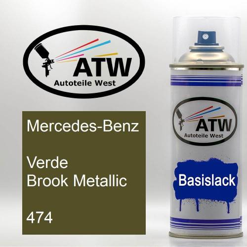 Mercedes-Benz, Verde Brook Metallic, 474: 400ml Sprühdose, von ATW Autoteile West.